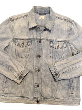 GAP Women’s Faded Distressed Light Blue Denim Jacket